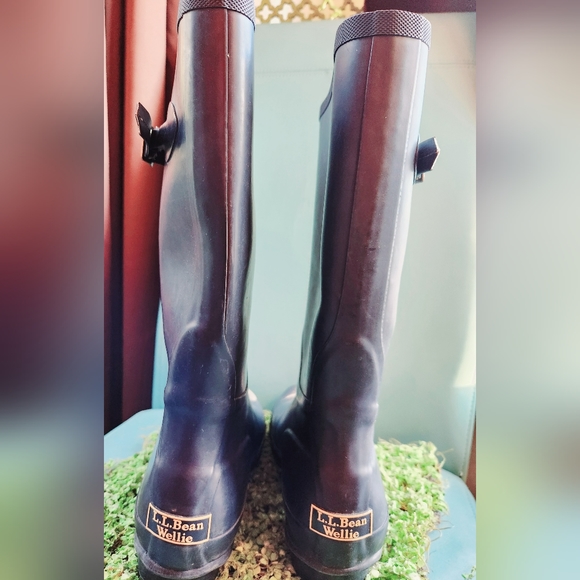 WELLIES LL BEAN Kate Mos Festival Rubber Waterproof Bĺue Mud Rain Party Boots 10 - Picture 7 of 16